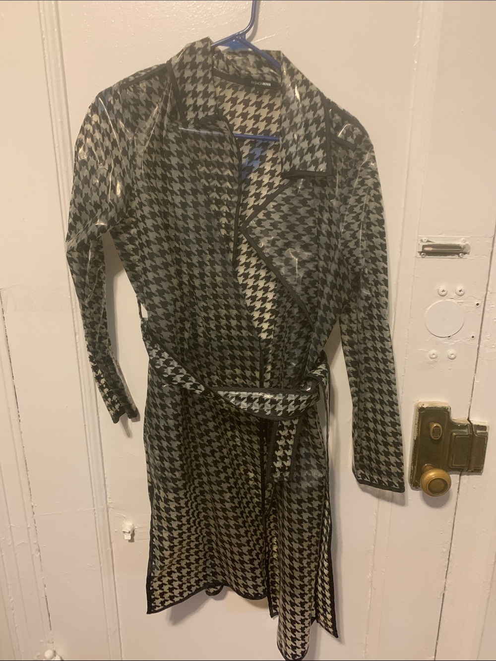 Fashion Nova Black & White Houndstooth Trench Coat